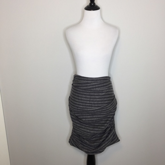 Yigal Azrouel Gray Stripe Ruched Wool Skirt | 3 - Picture 2 of 8